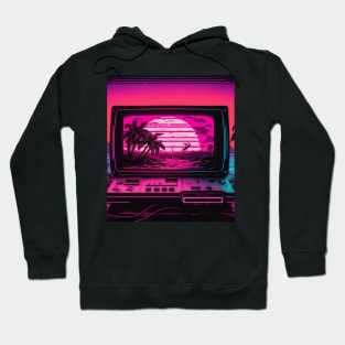 Retro Computer Synthwave Sun Hoodie